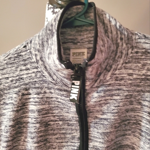 PINK VICTORIA'S SECRET CROP HALF ZIP PULLOVER SWEATSHIRT GRAY WOMENS XSMALL - Picture 5 of 8